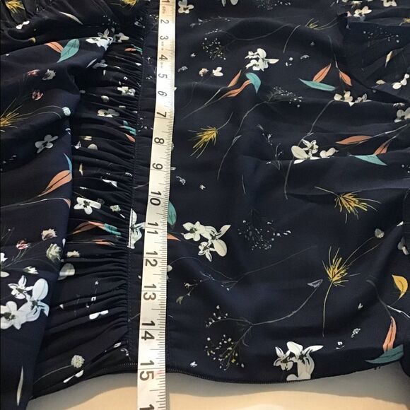 Aqua Blue Pattern Maxi Dress Floral Tiered Off Shoulder Pleated Size Small New - Picture 6 of 9